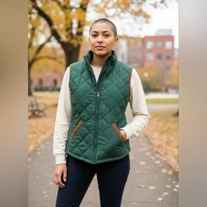 Croft & Barrow Womens Green Quilted Vest Size Small